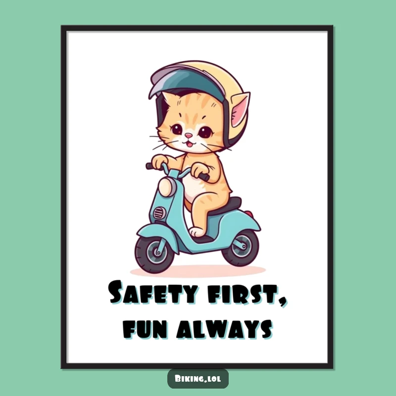 Funny Free Printable Wall Art: Kitten Scooter Wobble - Downloadable Decor for Giggles!