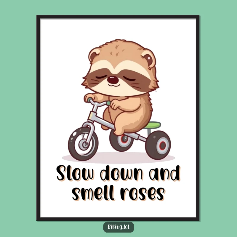 Funny Free Printable Wall Art: Sleepy Sloth Tricycle - Hilarious Downloadable Decor
