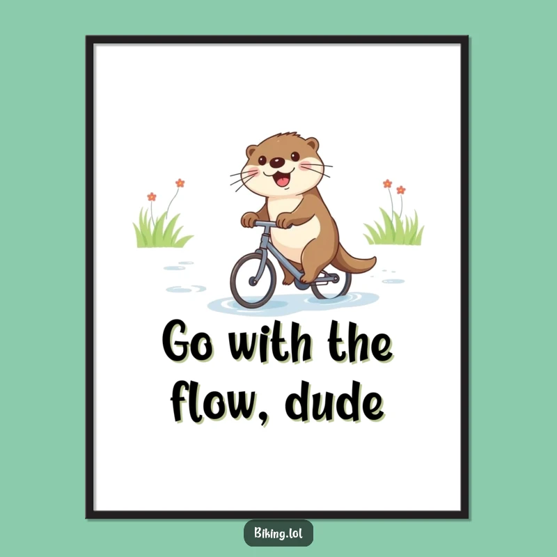 Funny Free Printable Wall Art: Joyful Otter Cycling - Hilarious Downloadable Decor
