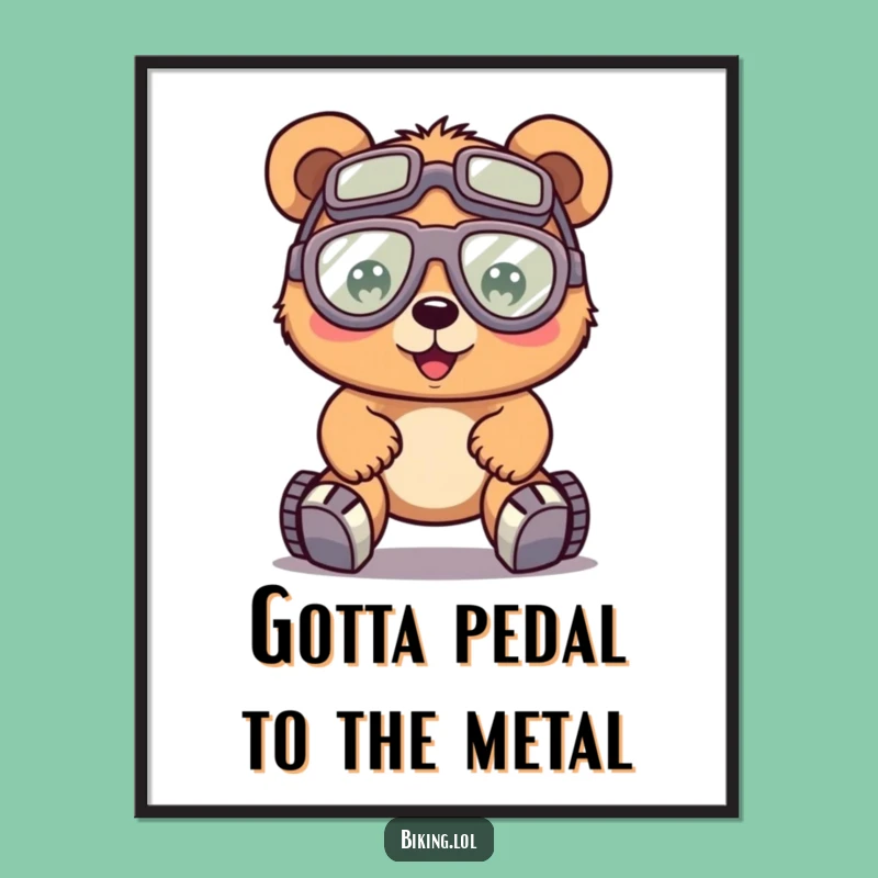 Funny Free Printable Wall Art: Determined Bear Cyclist on the move!