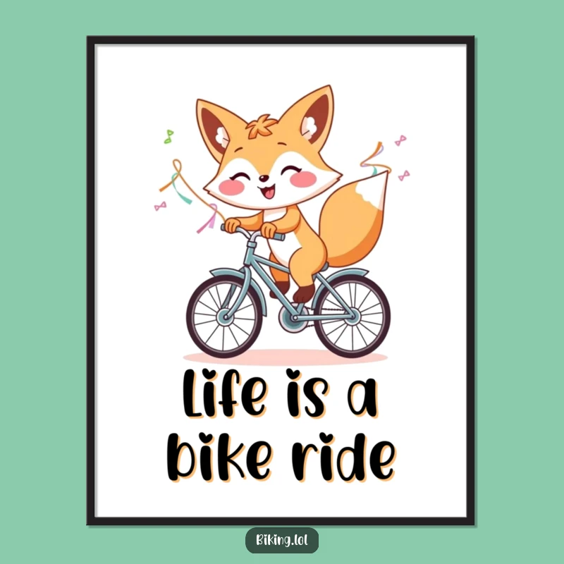 Free Printable Fox Art: Joyful Cyclist Downloadable Wall Decor