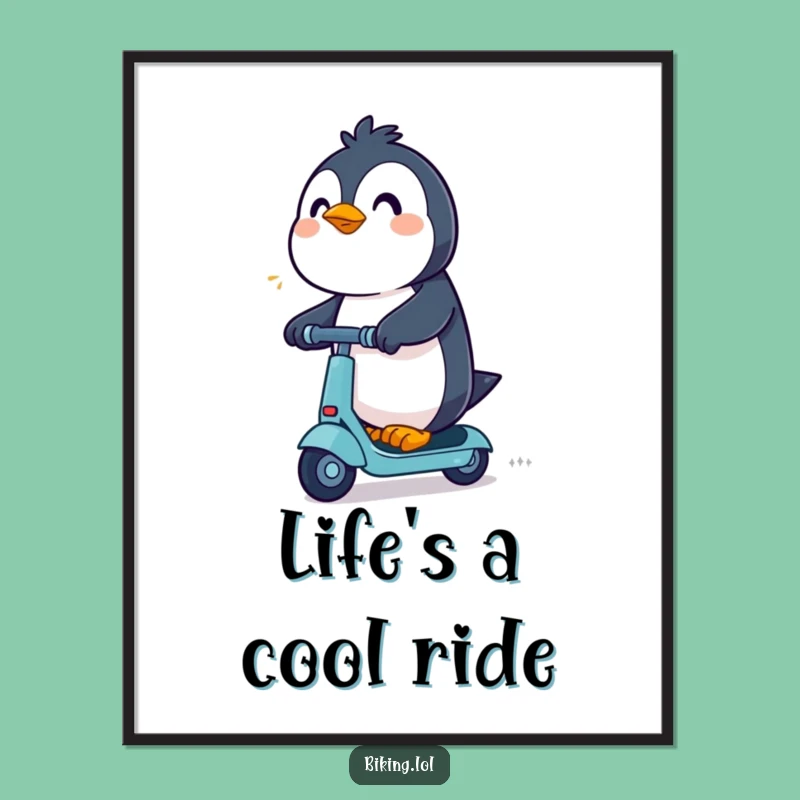 Funny Free Printable Penguin Scooter Wall Art - Whimsical Downloadable Decor!