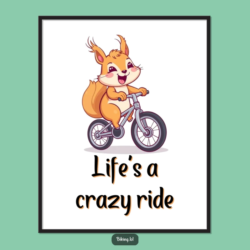 Free Printable Wall Art: Cheerful Squirrel Unicycling - Whimsical Downloadable Decor