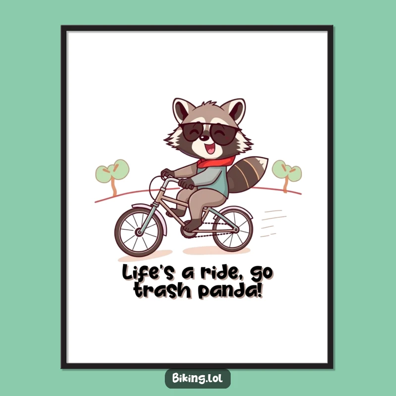 Free Printable Wall Art: Raccoon Tandem Bike Hill Ride, Quirky Downloadable Decor