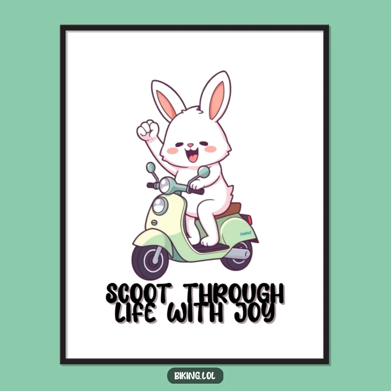 Funny Free Printable Wall Art: Bunny Scooter Champ, Energetic Download Decor