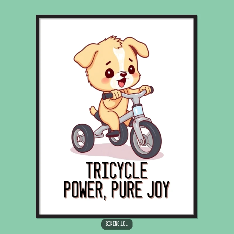 Free Printable Wall Art: Puppy on a Tricycle, Downloadable Art for Cute Decor