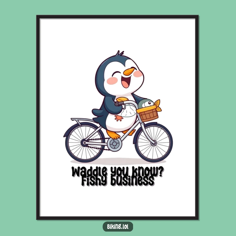 Free Printable Wall Art: Laughing Penguin Bike Ride, Quirky Downloadable Decor