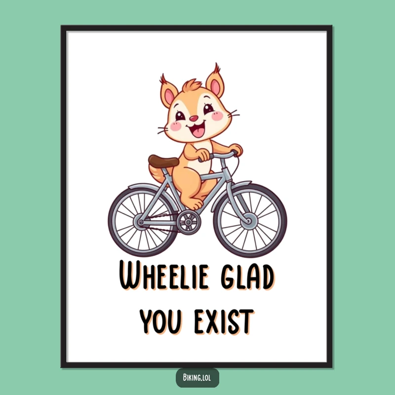 Funny Free Printable Wall Art: Squirrel Big Wheel Bike Cartoon Downloadable Poster for Decor