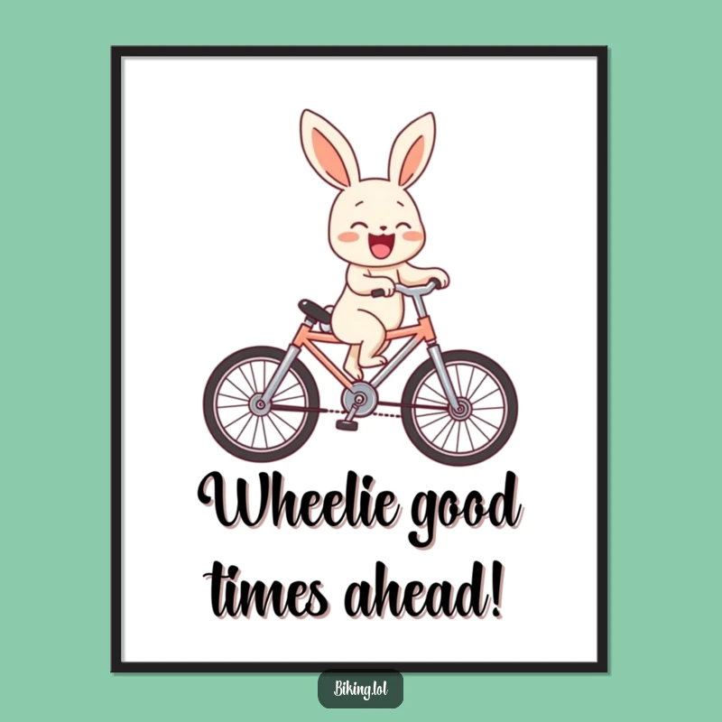 Free Printable Wall Art: Funny Bunny Wheelie Laughing Bicycle Art Downloadable