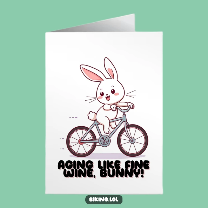 Free Printable Birthday Card: Funny Bunny Bicycle Zooming Downhill - Get Your Downloadable Laugh!