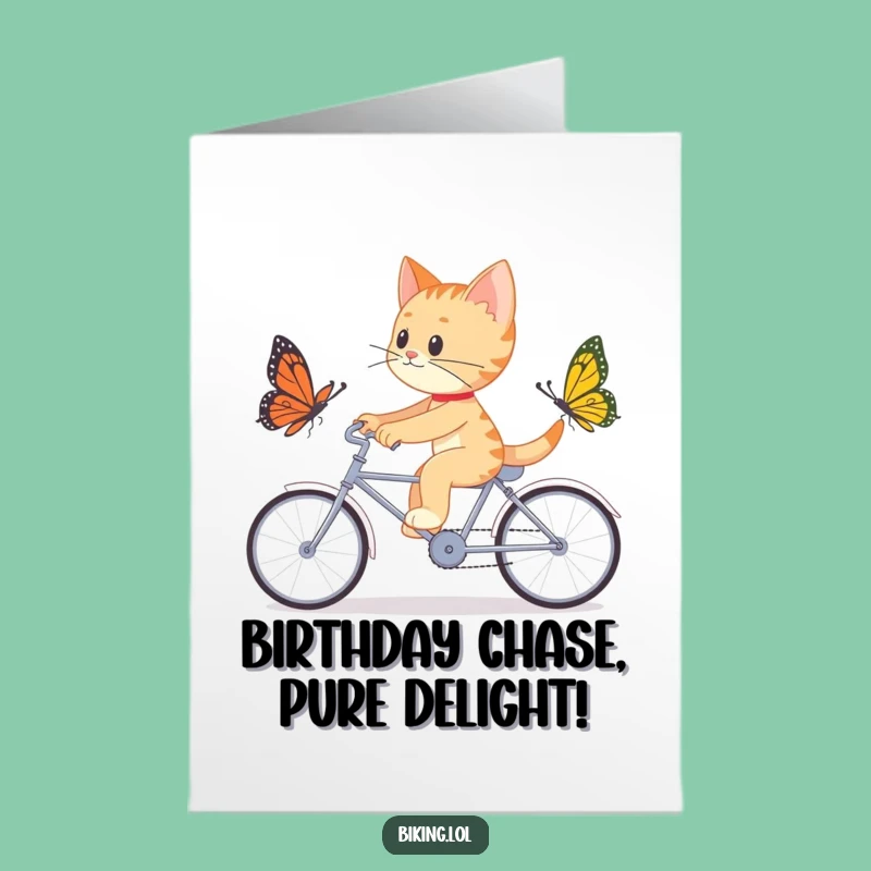 Free Printable Birthday Card: Cat Tandem Chase Funny Downloadable Gift