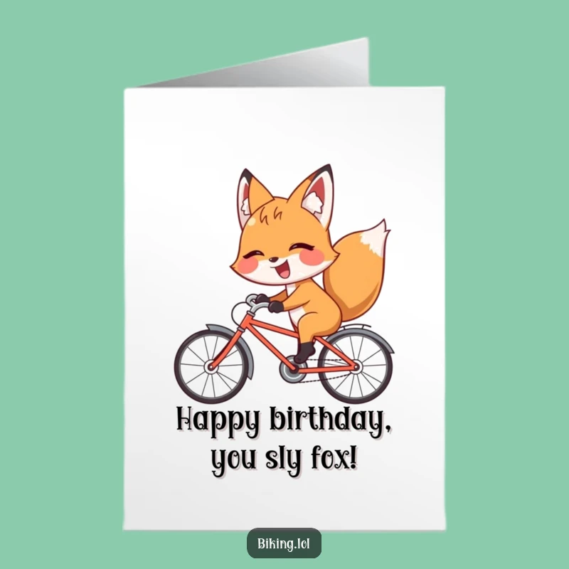 Free Printable Birthday Card: Funny Fox Bicycle Card, Hilarious Downloadable Gift for Friend