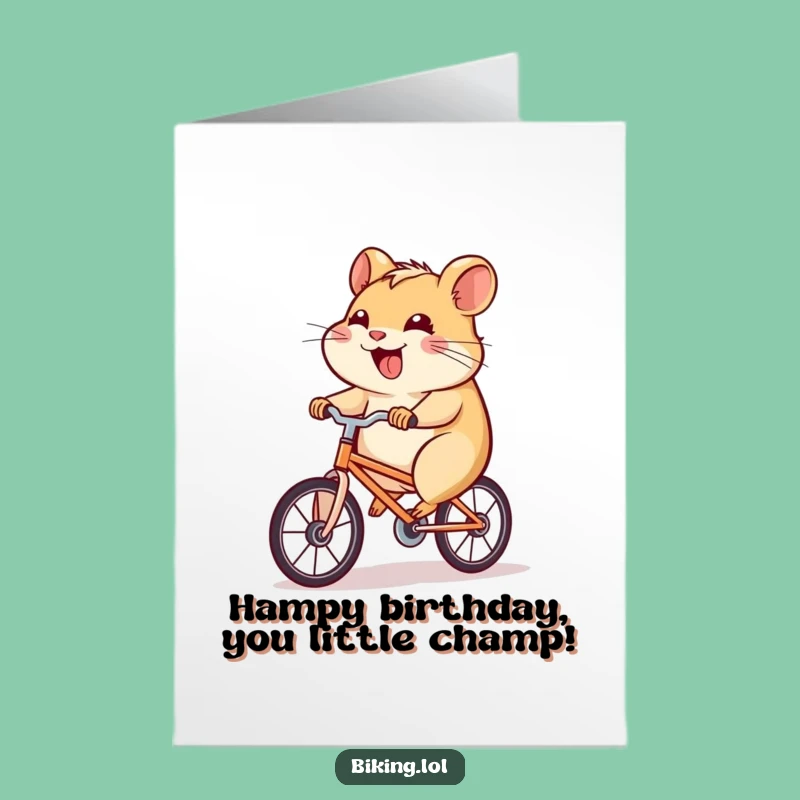 Free Printable Birthday Card: Funny Hamster Bicycle Card, Hilarious Downloadable Gift for Him