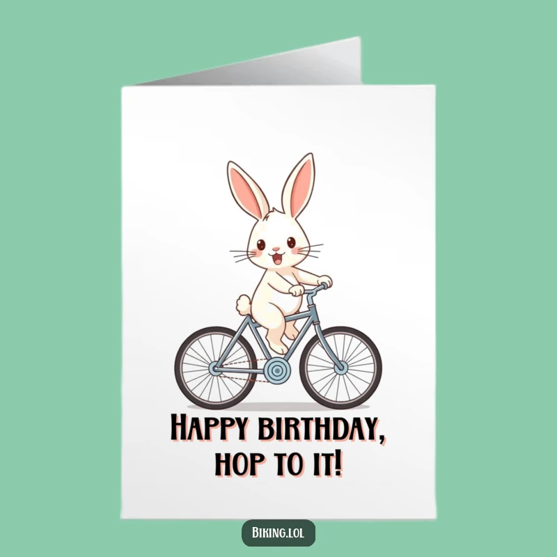Free Printable Birthday Card: Funny Rabbit Bicycle Card, Hilarious Downloadable Gift for Kids