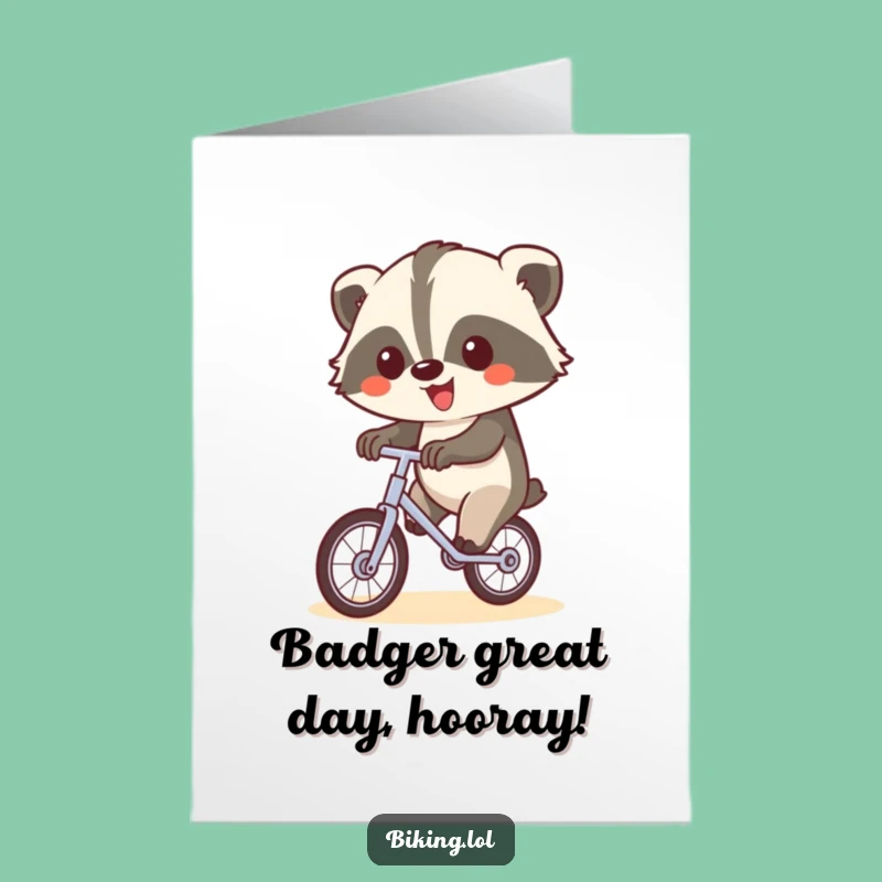 Free Printable Funny Badger Birthday Card: Unicycle Wave Downloadable Gift