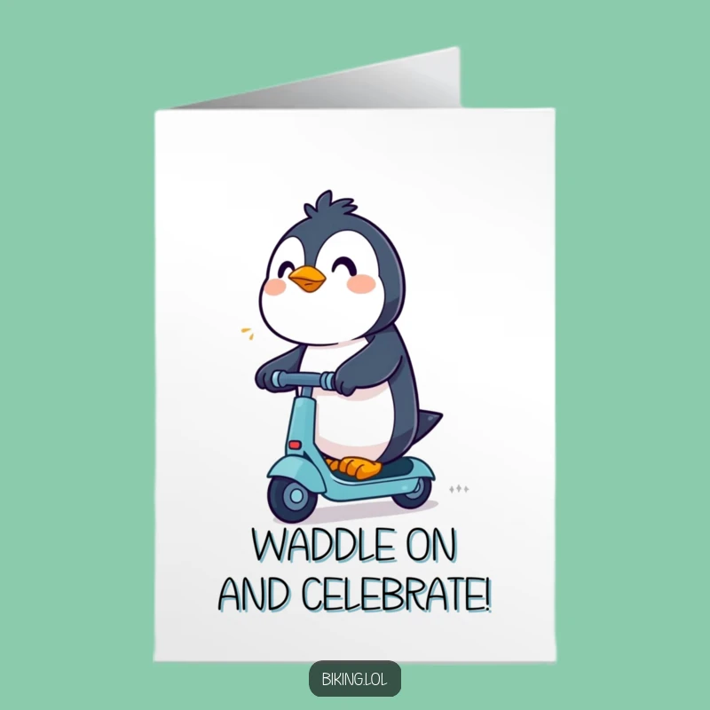 Free Printable Funny Penguin Scooter Birthday Card - Zippy Downloadable Surprise!