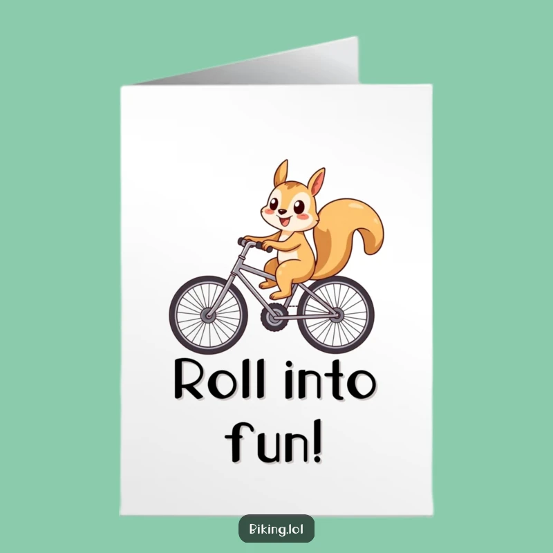 Funny Free Printable Birthday Card: Cycling Squirrel, Hilarious Downloadable Joyful Gift