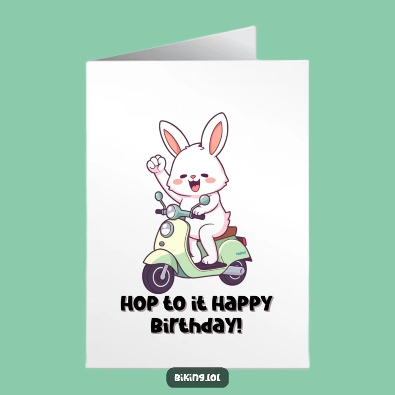 Free Printable Birthday Card: Bunny Scooter Champ, Enthusiastic DIY Download