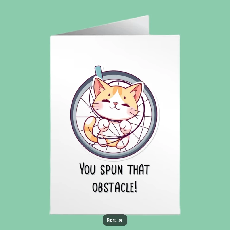 Free Printable Congrats Card: Cat's Bike Ride Mishap - Humorous Downloadable
