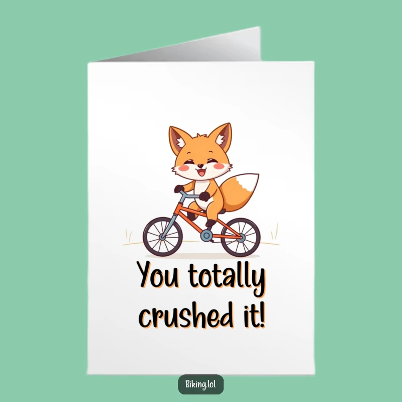 Free Printable Congrats Card: Fox Cycling Adventure - Fun Downloadable Celebration Gift
