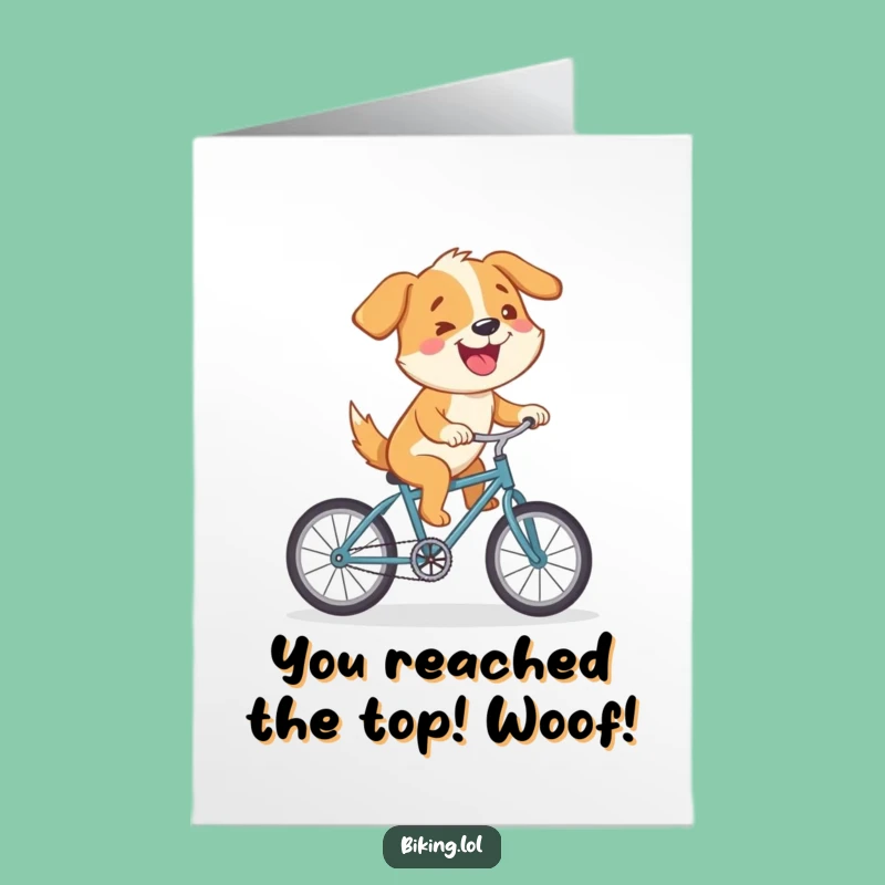Free Printable Congrats Card: Funny Dog Cycling Success, Downloadable Humorous Gift