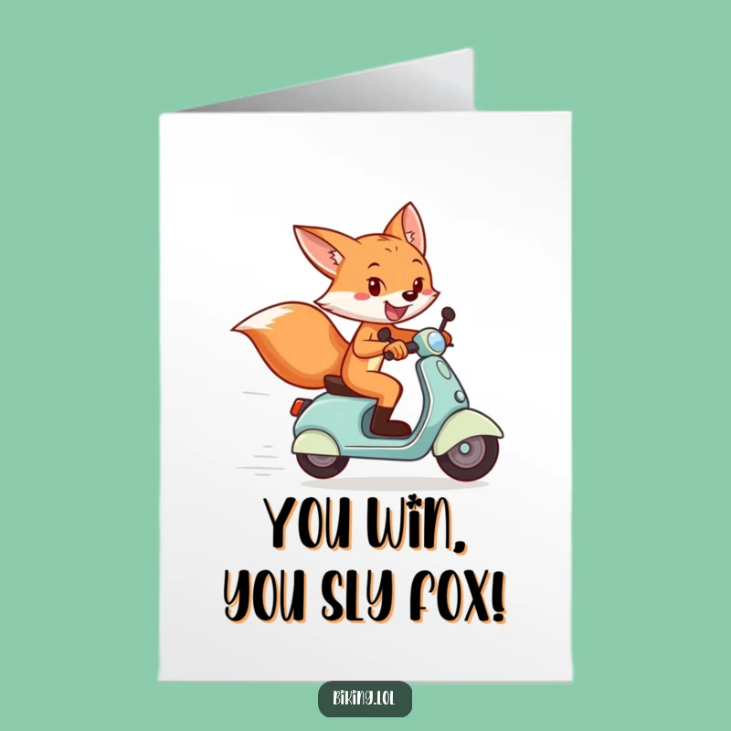 Free Printable Fox Congrats Card: Scooter Finish Line Congratulations Downloadable