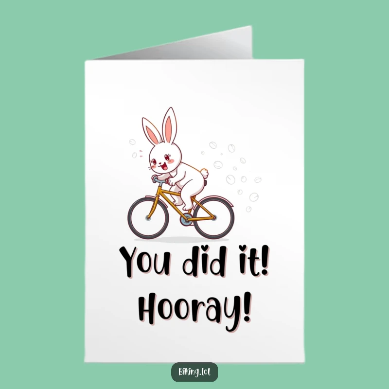 Free Printable Congrats Card: Zippy Bunny Bicycle Bubbles - Celebrate with Laughter!