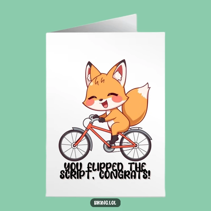 Free Printable Congrats Card: Funny Fox Bicycle Card, Hilarious Downloadable Achievement Gift