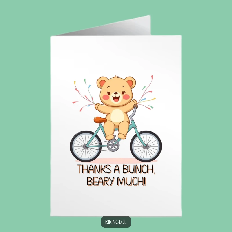 Free Printable Thank You Card: Bear Cub Bike Ride, Downloadable Gratitude