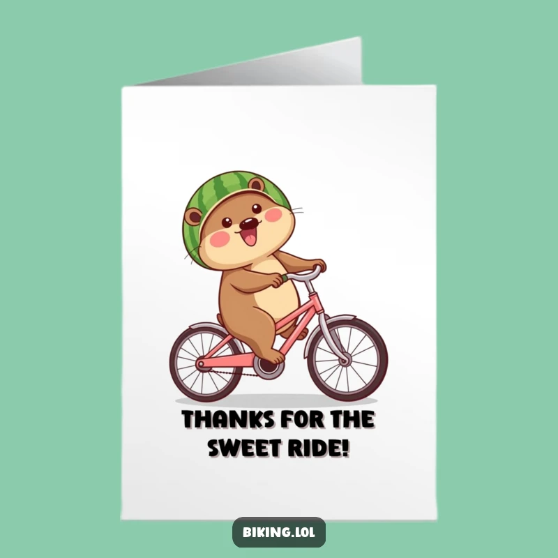 Free Printable Thank You Card: Beaver Bike Hero, Humorous Downloadable Gift!