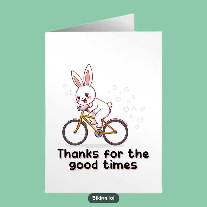 Free Printable Thank You Card: Bunny Bike Bubbles - Express Gratitude with Humor!