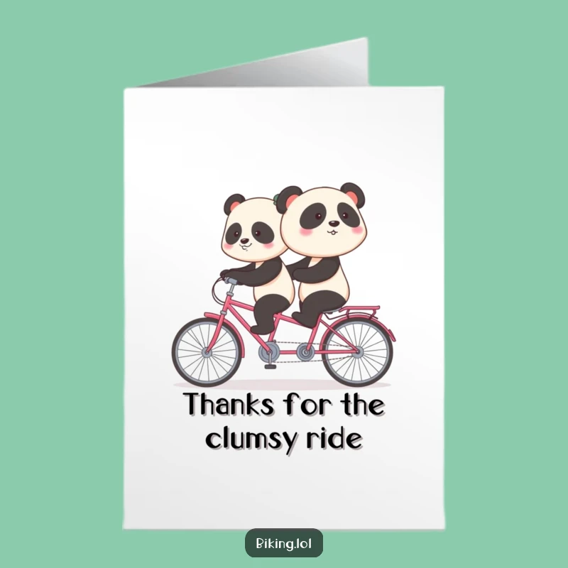 Free Printable Thank You Card: Panda Tandem Trouble, Funny Downloadable Gift!