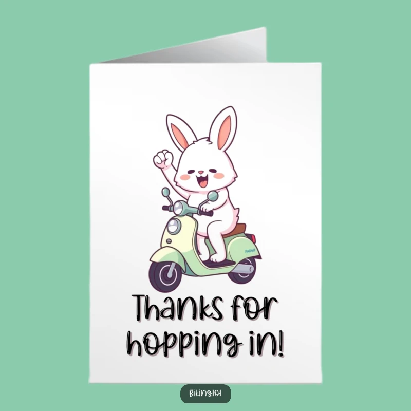 Funny Free Printable Thank You Card: Bunny Scooter Victory, Quick Download
