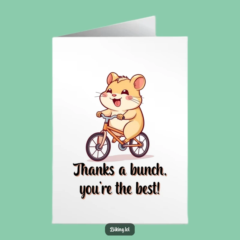 Free Printable Thank You Card: Funny Hamster Bicycle Card, Hilarious Downloadable Appreciation Gift