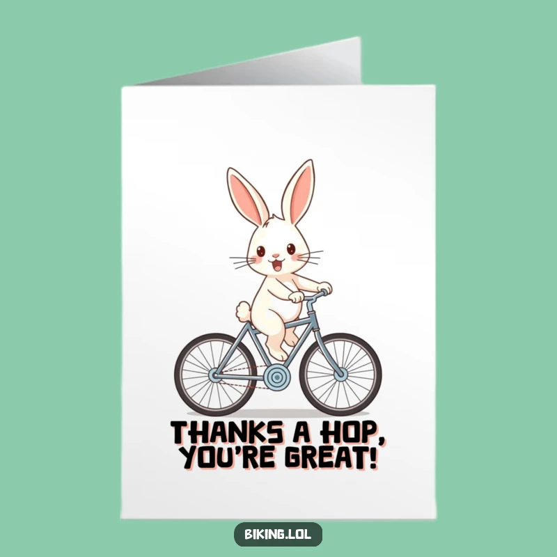 Free Printable Thank You Card: Funny Rabbit Bicycle Card, Hilarious Downloadable Appreciation Gift
