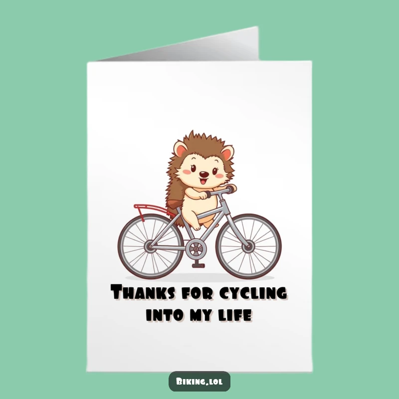 Free Printable Hedgehog Bike Thank You Card - Grateful Downloadable Ride