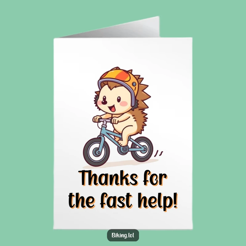 Free Printable Thank You Card: Grateful Hedgehog Cyclist pedals thanks your way!