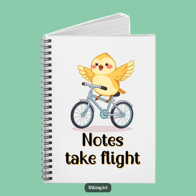 Funny Chickadee Bicycle Notebook - Jot Down Notes with this Tiny Bird's Cycling Journal Gift