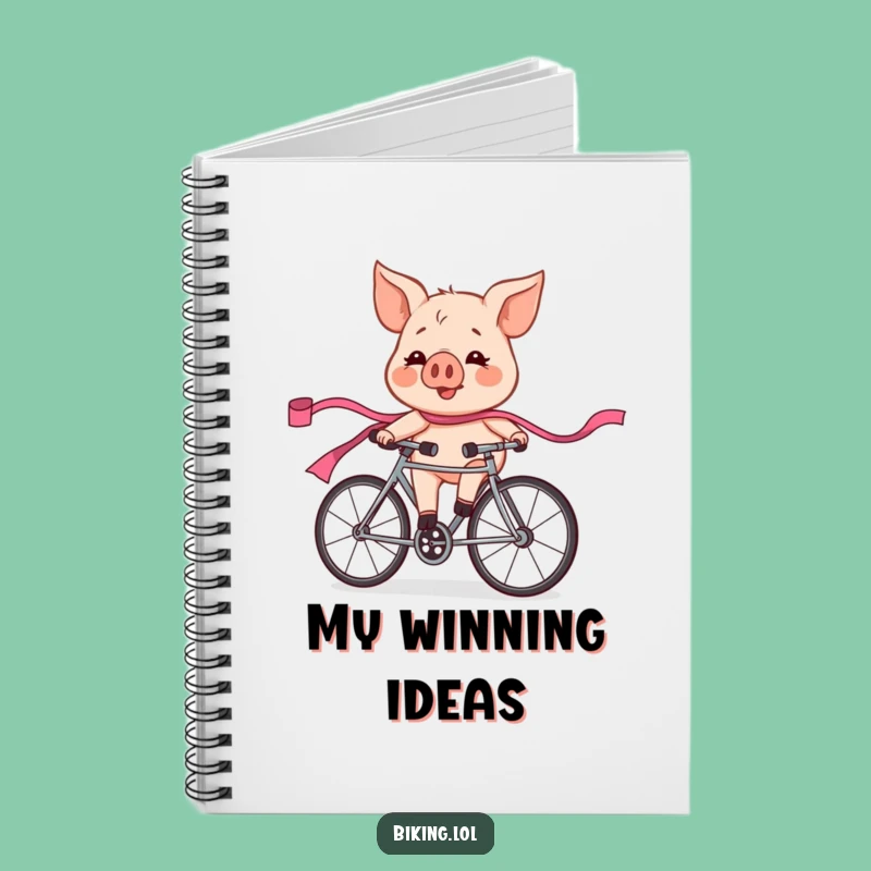 Funny Pig Race Notebook: Exhilarated Cyclist Pink Ribbon Journal