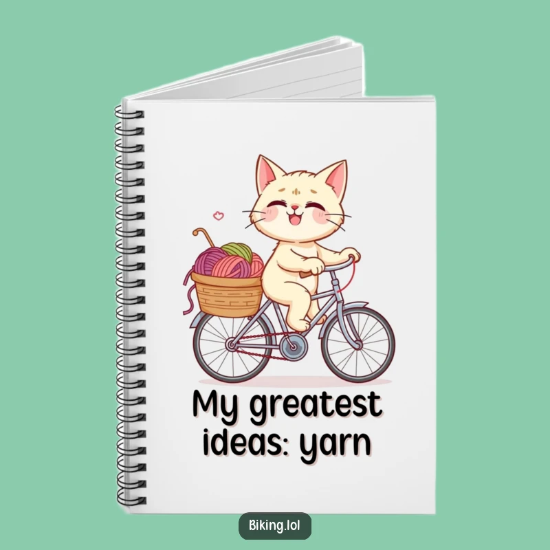 Funny Giggling Cat Bicycle Notebook - Jot Down Ideas with Hilarious Feline Friend