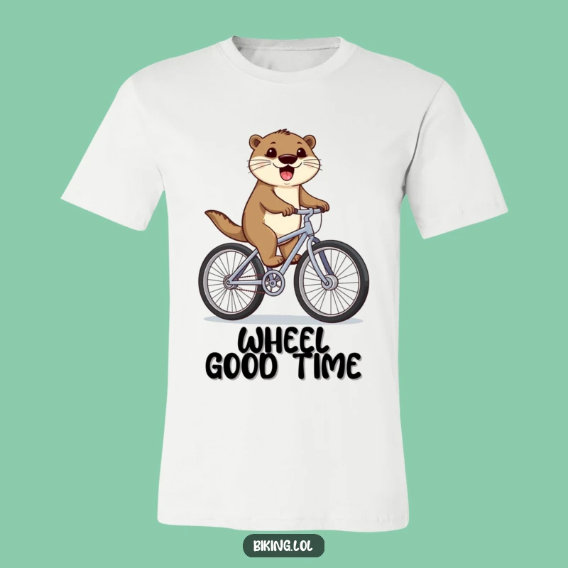 Funny Otter Bicycle T-Shirt: Joyful Cyclist Otter, Ideal Funny Gift for Outdoor Enthusiasts