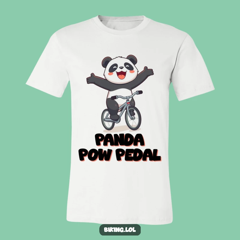 Funny Panda Bicycle T-Shirt - Joyous Downhill Ride Cute Panda Tee