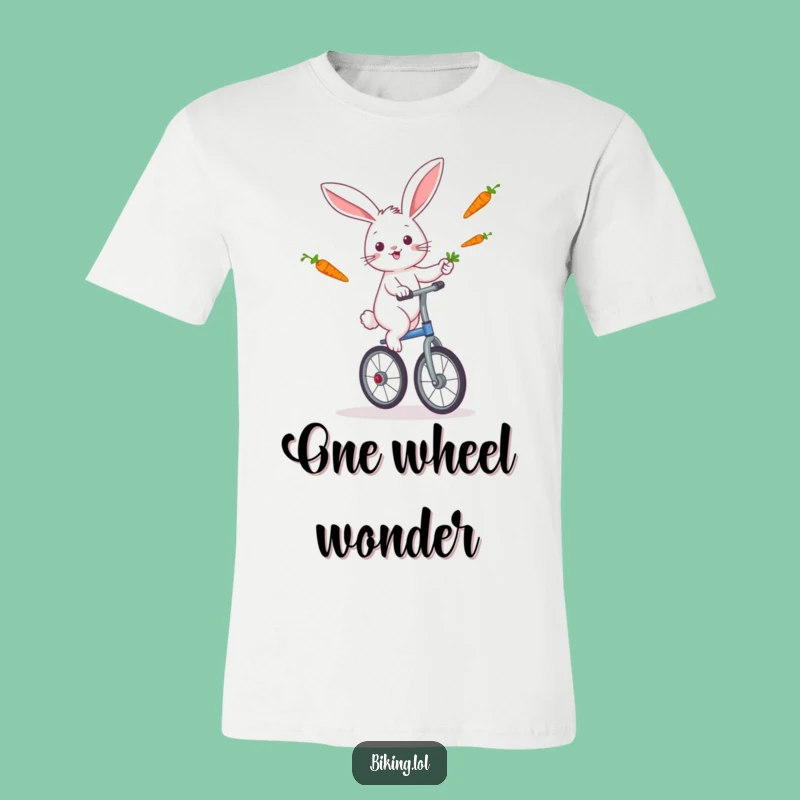 Funny Rabbit Unicycle T-Shirt: Juggling Carrots with Playful Skill!