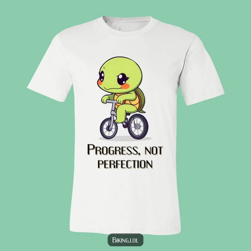Funny Turtle Unicycle T-Shirt: Determined Slow & Steady Character Tee