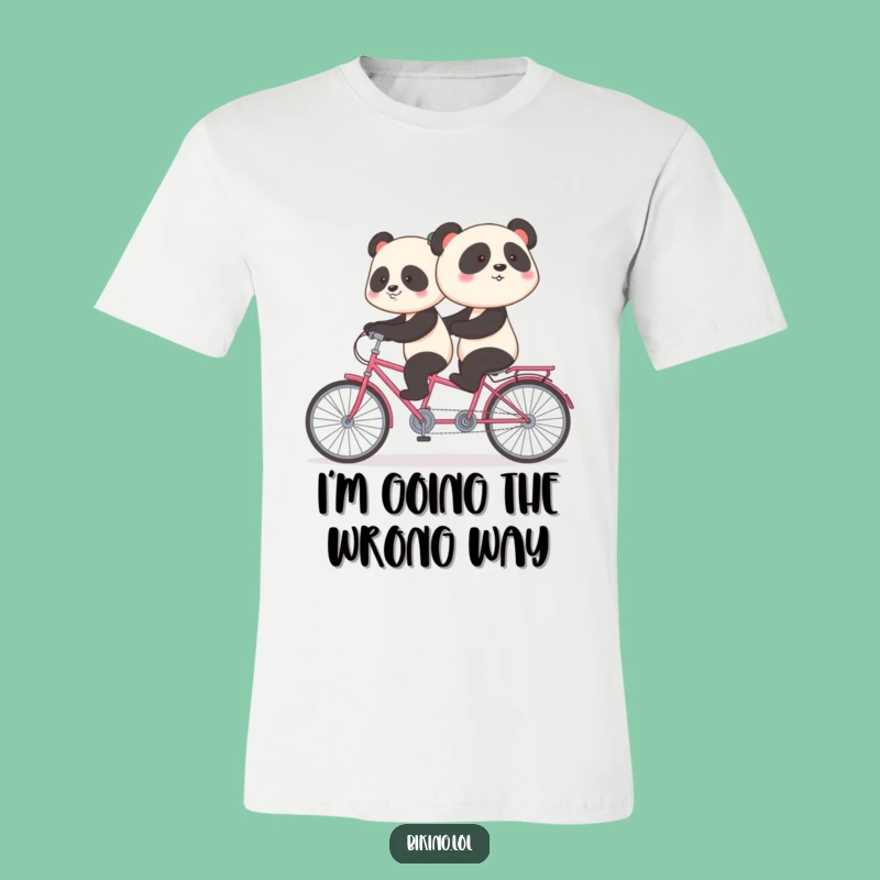 Funny Shy Panda Tandem Bike T-Shirt: Awkwardly Hilarious Gift for Panda and Bike Fans