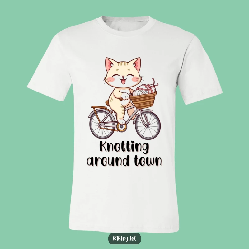 Funny Cat Yarn Bicycle T-Shirt - Comical Apparel for Playful Souls