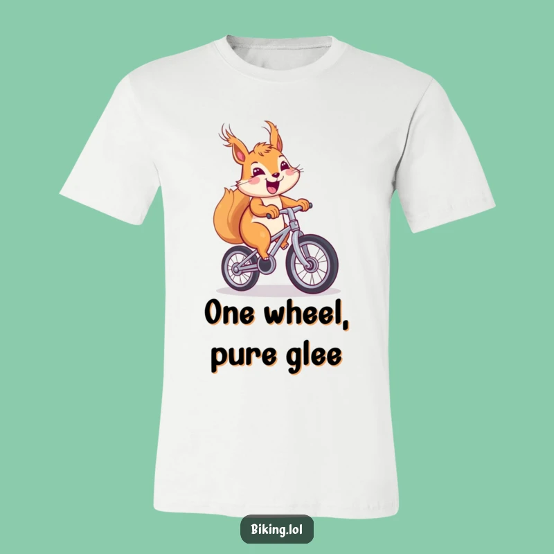 Funny Squirrel Unicycle T-Shirt - Cheerful Windblown Adventure Tee