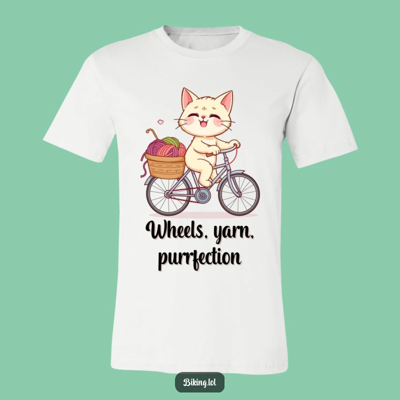 Funny Giggling Cat Bicycle Tee - Hilarious Yarn Lover Apparel for a Good Laugh