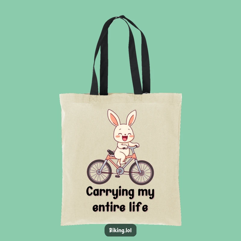 Funny Bunny Wheelie Tote Bag: Hilarious Bicycle Laughing Character Shopping Bag