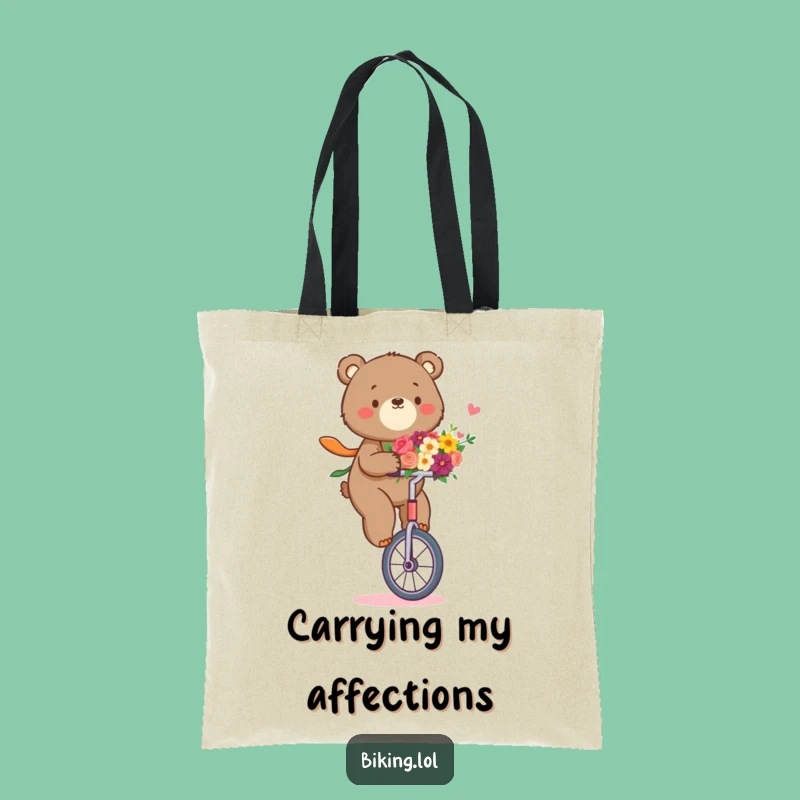 Funny Bear Unicycle Tote Bag: Floral Rider Accessory, Great Funny Gift